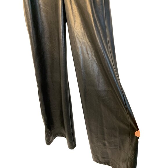New Good American Faux Buttery Leather Wide Leg Halter Jumpsuit Size Small  RN10 - Picture 10 of 11